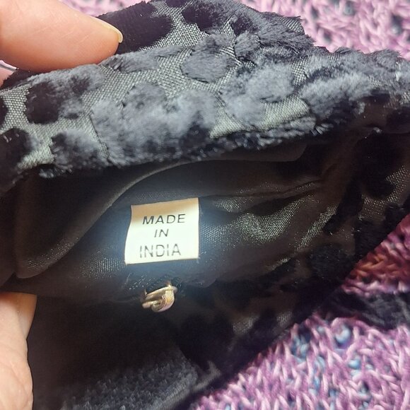 Black Velvet Evening Bag Small Shoulder Clutch - Picture 5 of 6